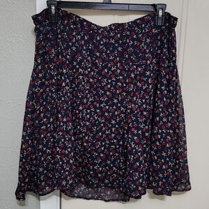 Old Navy Godet Skirt Navy Floral Lined XL